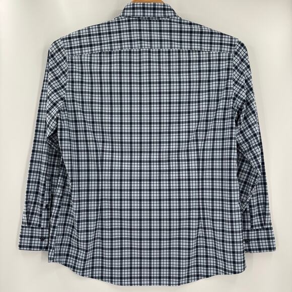 Mizzen & Main 2XL Trim Fit Blue Check Plaid Short Sleeve Button Up Shirt - Picture 5 of 5